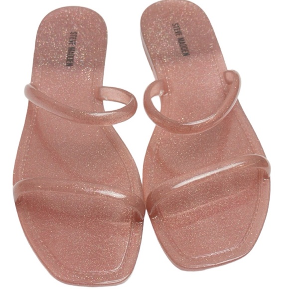 Steve Madden Sandals Pike Pink Glitter Jelly Slip - Picture 7 of 8